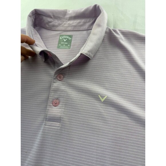 Callaway Opti Dri Polo Shirt Mens XL Purple Stripe Golf Performance Short Sleeve - Picture 2 of 6